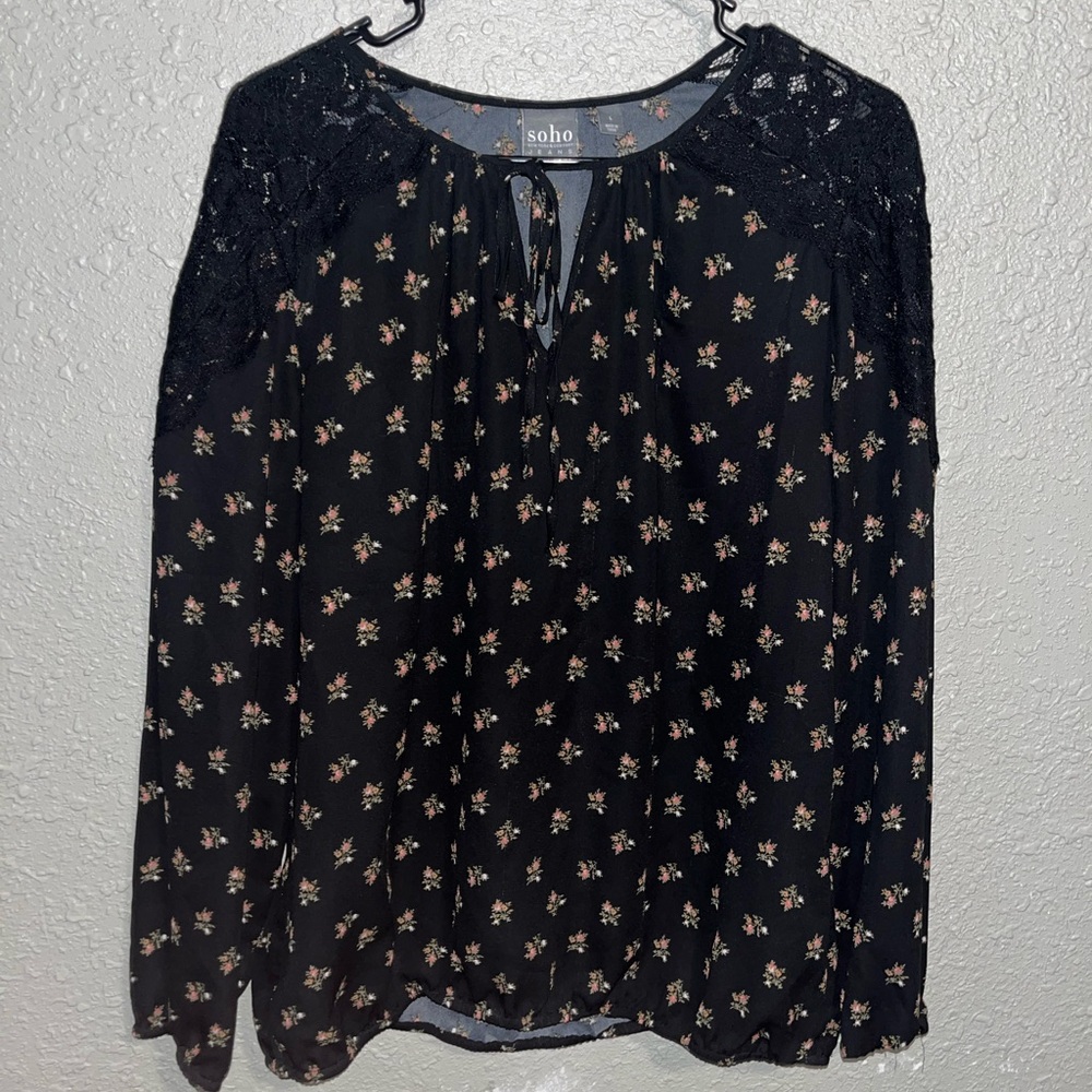 New York & company floral long sleeve blouse
